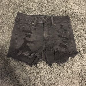 American eagle distressed black shorts